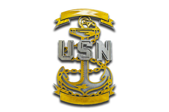 us navy chief anchor military metal art hub front view
